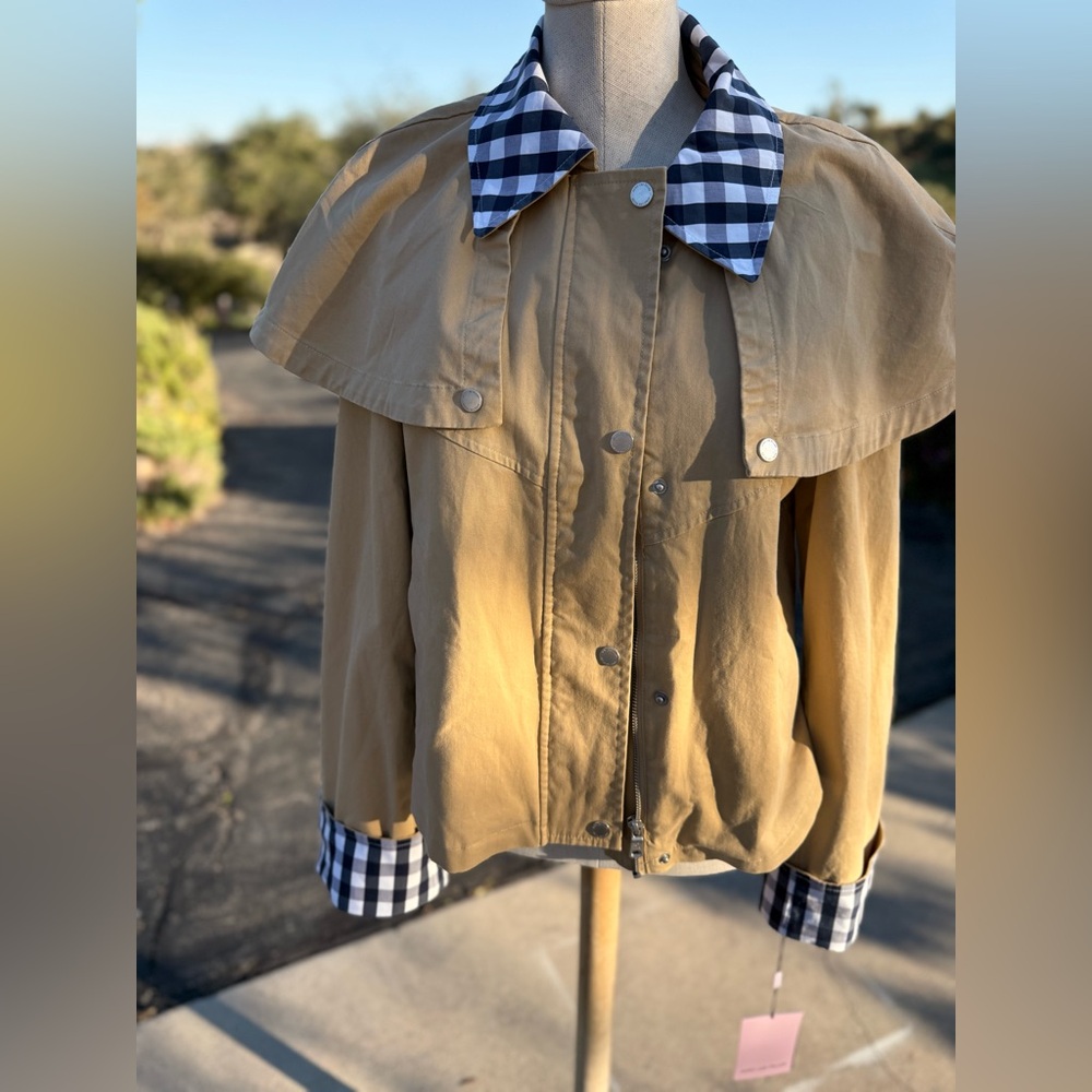 Avec Les Filles
GINGHAM TRIM COTTON CAPE JACKET - Picture 7 of 11